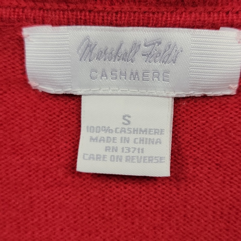Marshall Fields Cashmere Knit Ruffle V-neck Sweater Red Feminine Womens Sz S - Picture 3 of 13